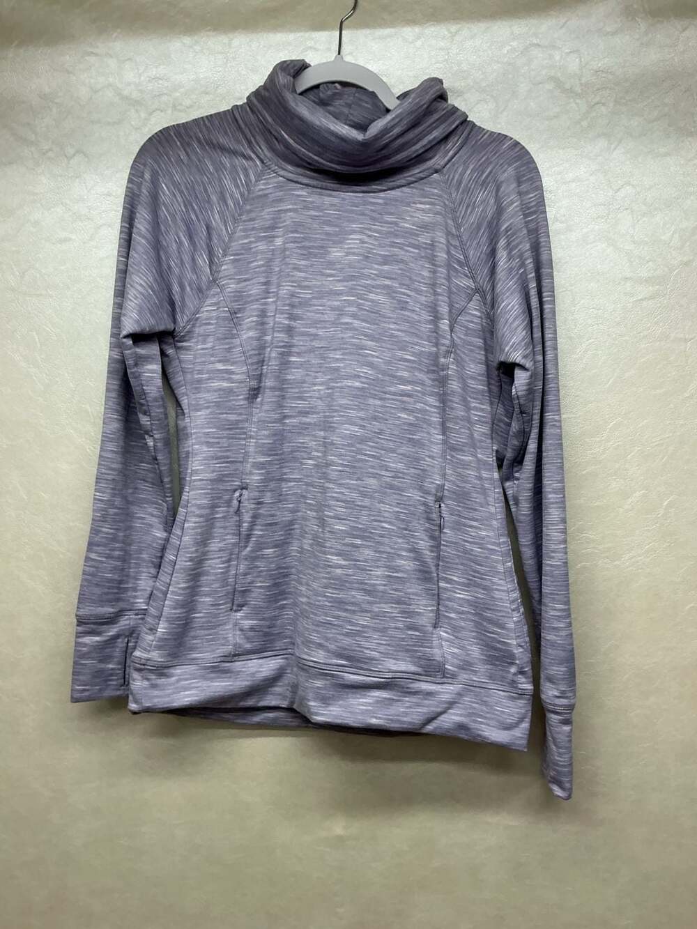 Kyodan Outdoor Marbled Purple Long Sleeve Cowl Neck Pullover With Pockets
